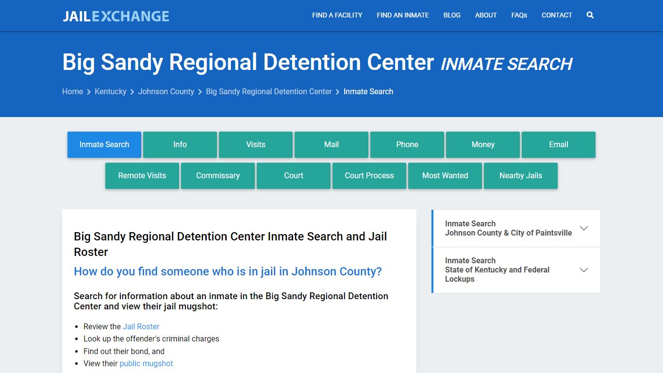 Big Sandy Regional Detention Center Inmate Search - Jail Exchange