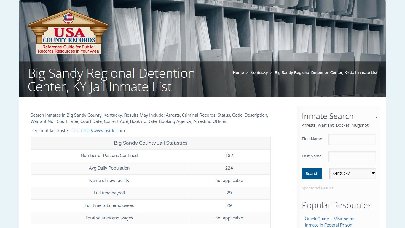 Big Sandy Regional Detention Center, KY Jail Inmate List